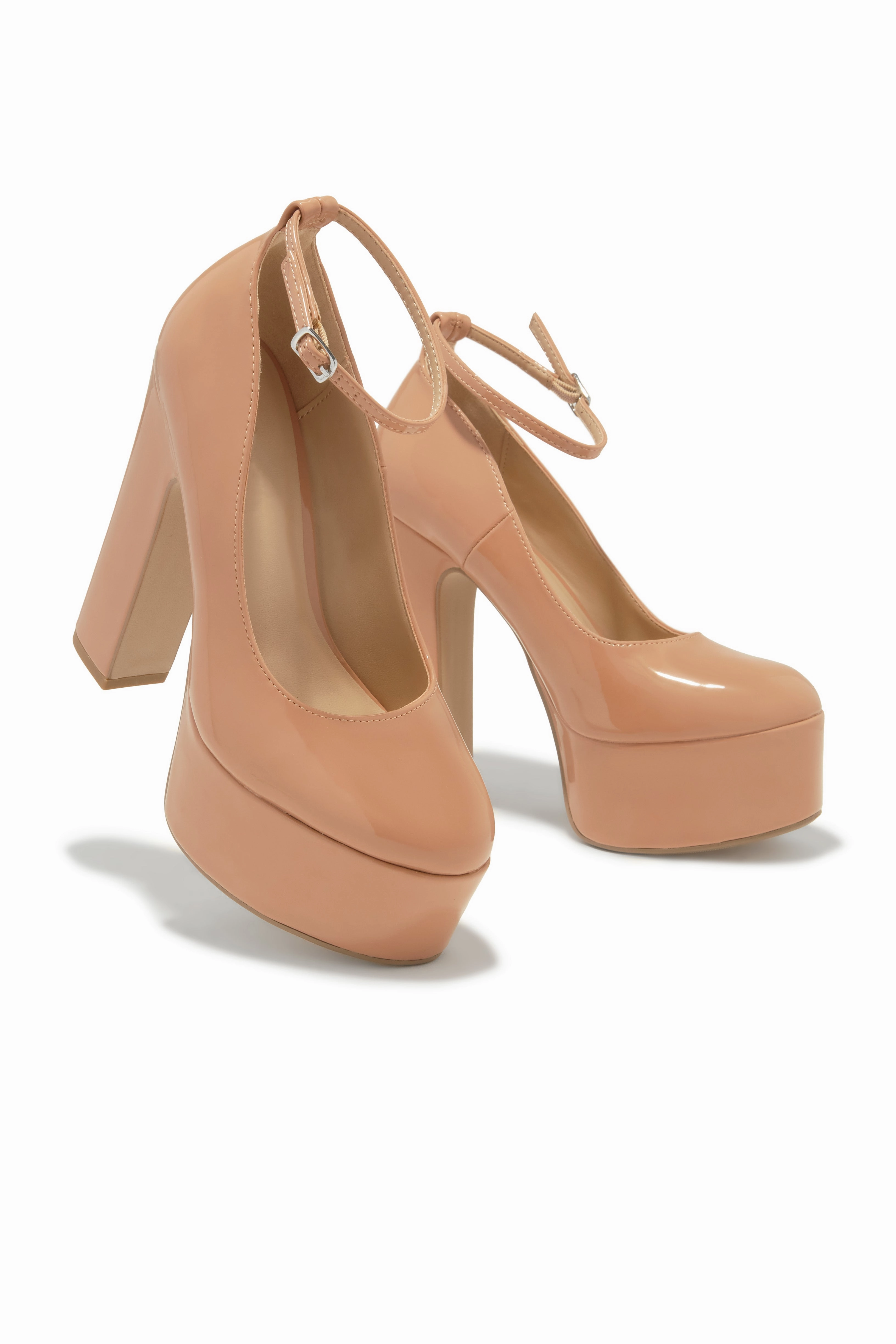 Hanna Platform Block Heels - Nude
