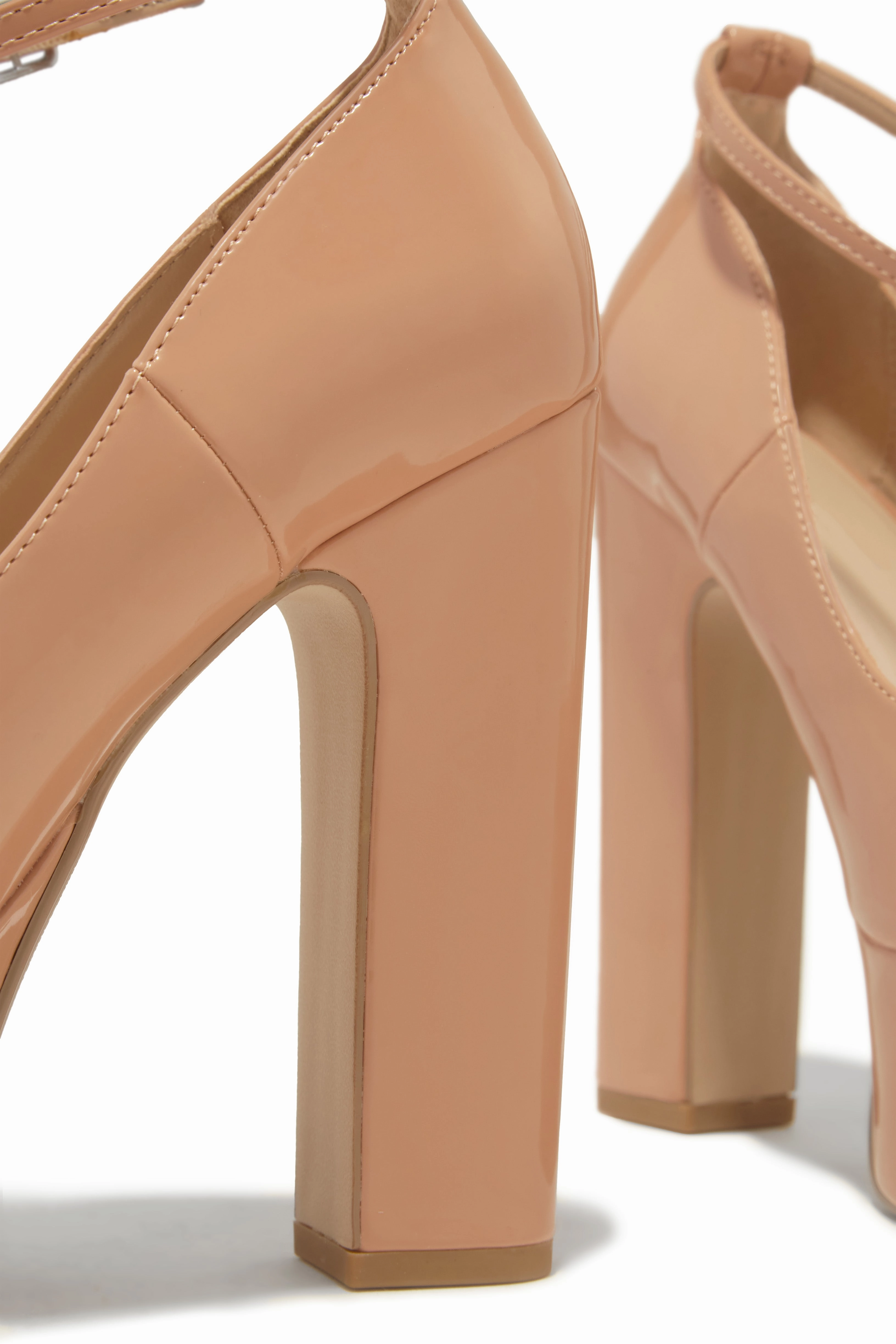 Hanna Platform Block Heels - Nude