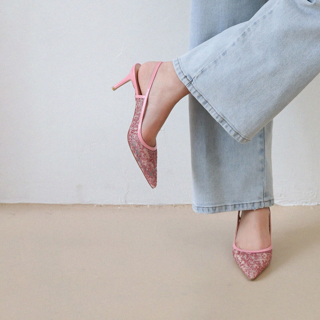 ILARIA - pink glitter slingback