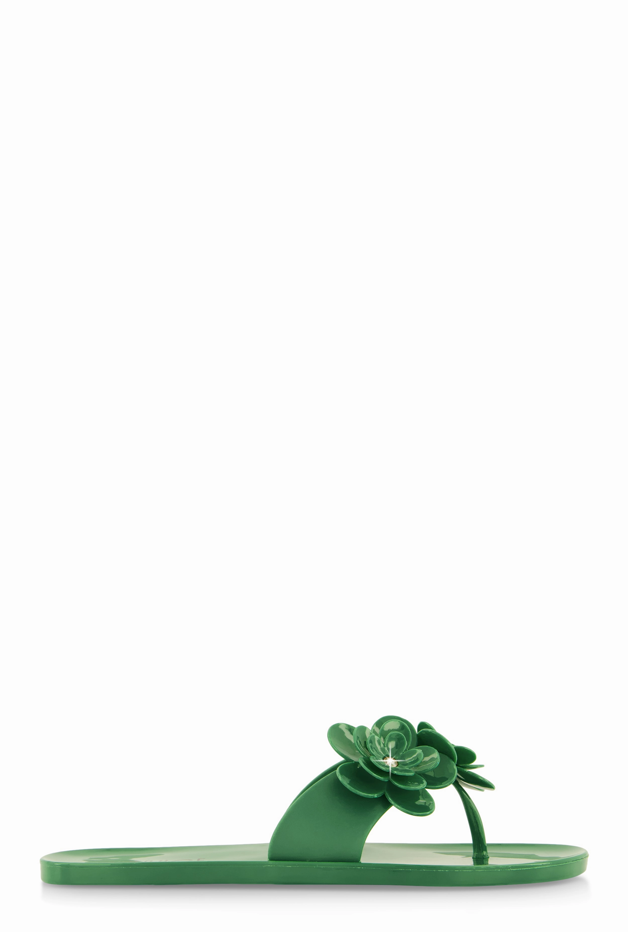 Jelly Rhinestone Flower Detail Thong Sandals