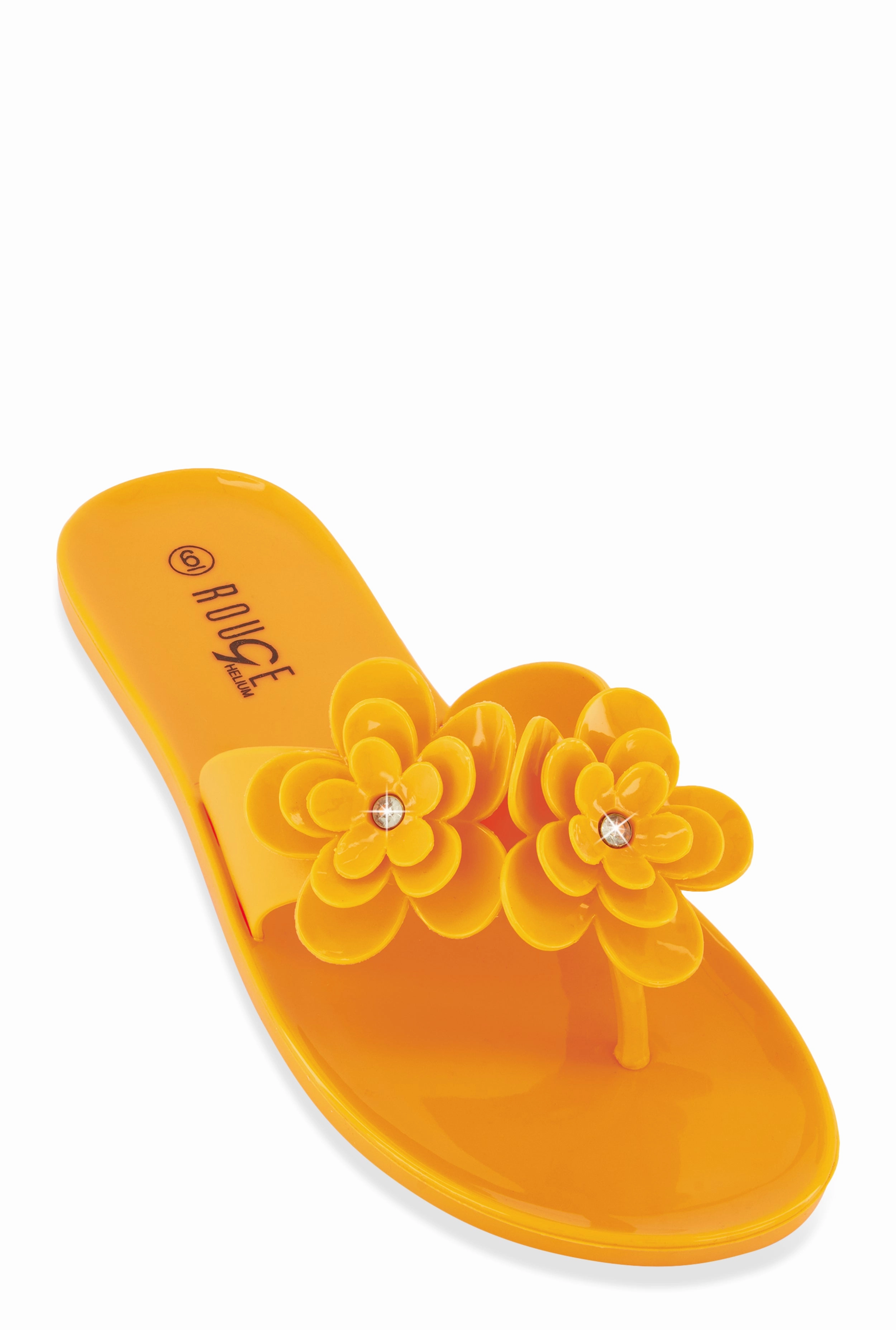Jelly Rhinestone Flower Detail Thong Sandals