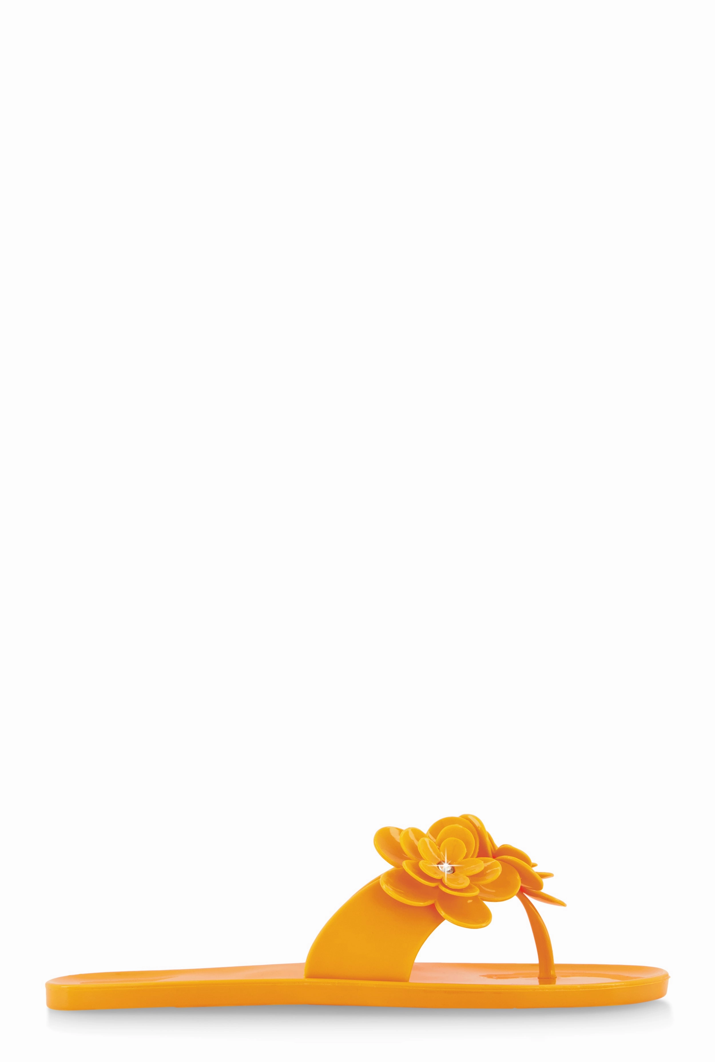 Jelly Rhinestone Flower Detail Thong Sandals