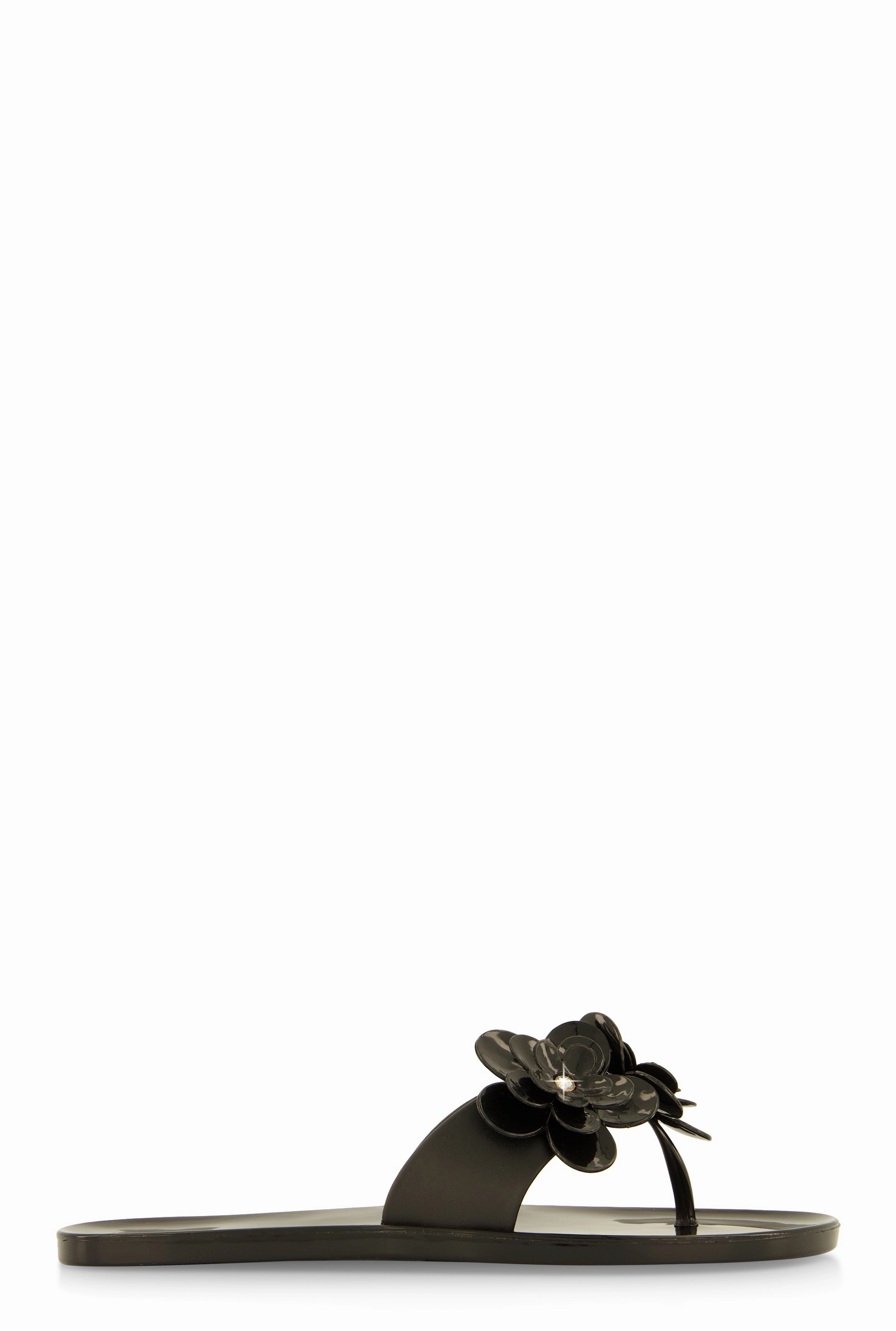 Jelly Rhinestone Flower Detail Thong Sandals