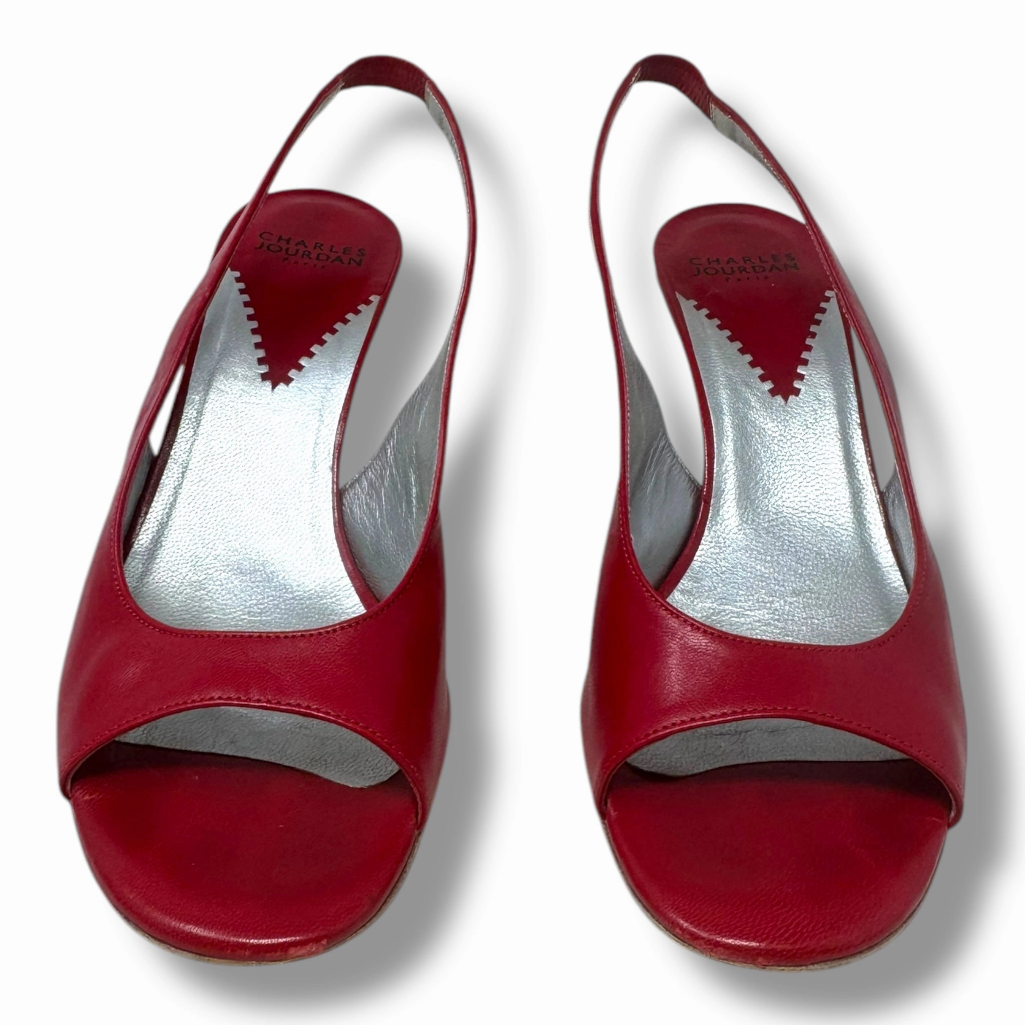 Kidglass Craie Slingback Pumps By Charles Jourdan Paris In Red, Size: 8