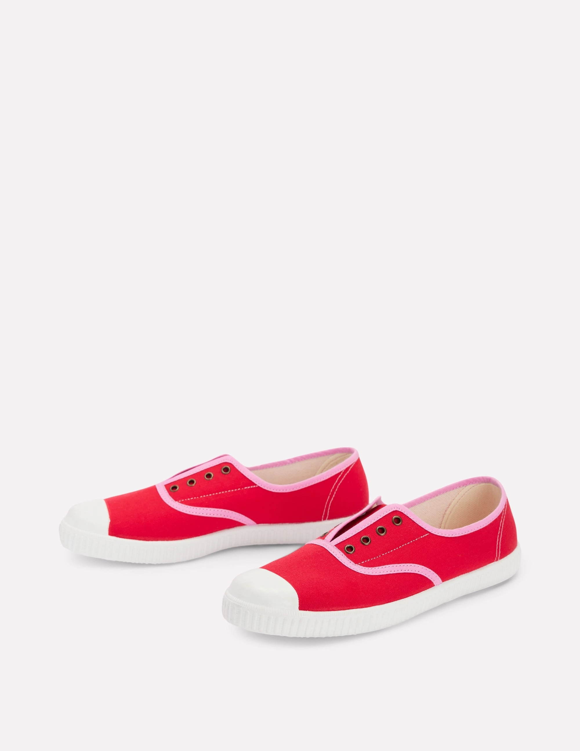 Laceless Canvas Plimsoll-Post Box Red/Soft Pink