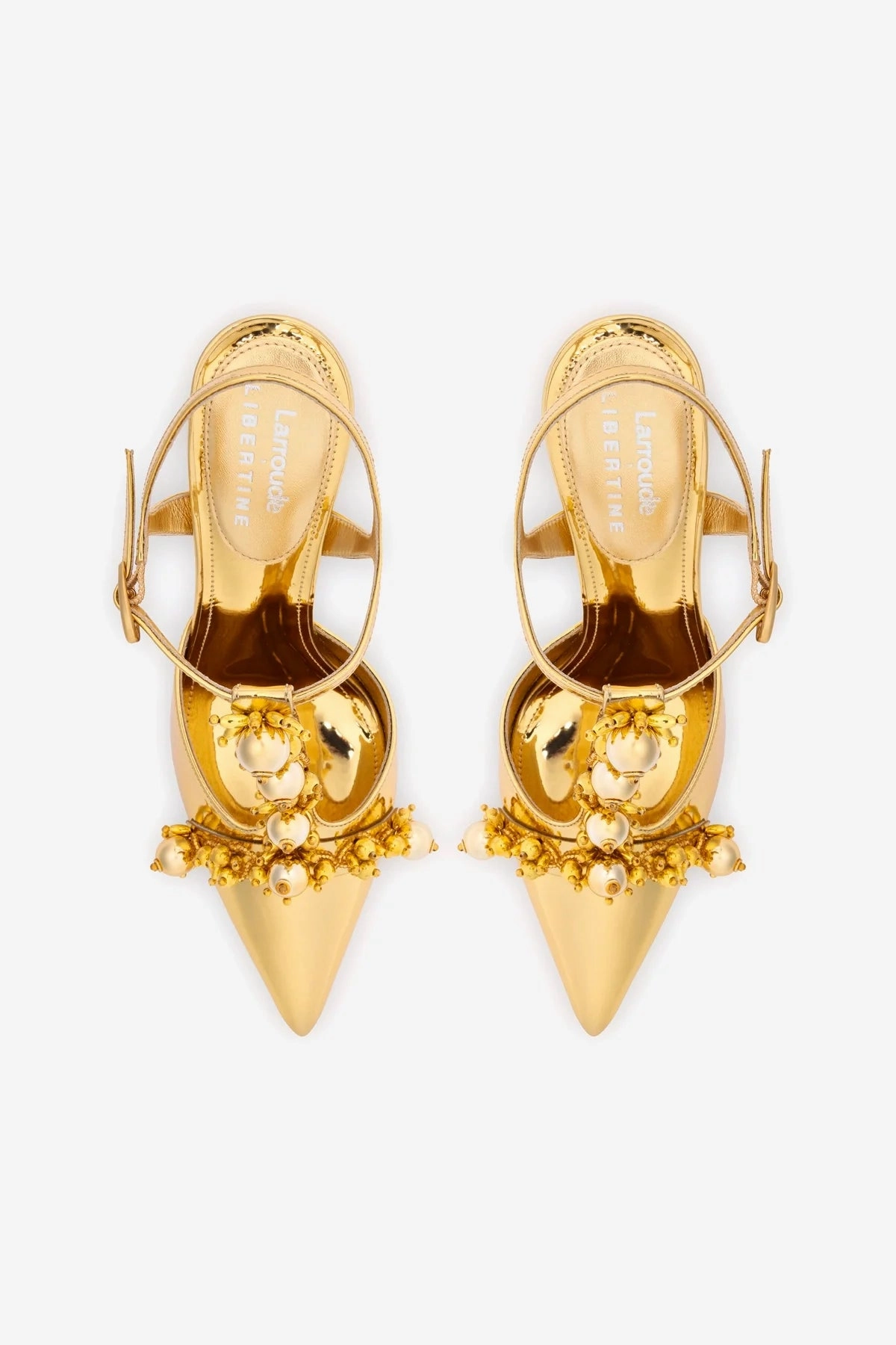 Larroudé x Libertine Pump In Gold Specchio and Golden Balls
