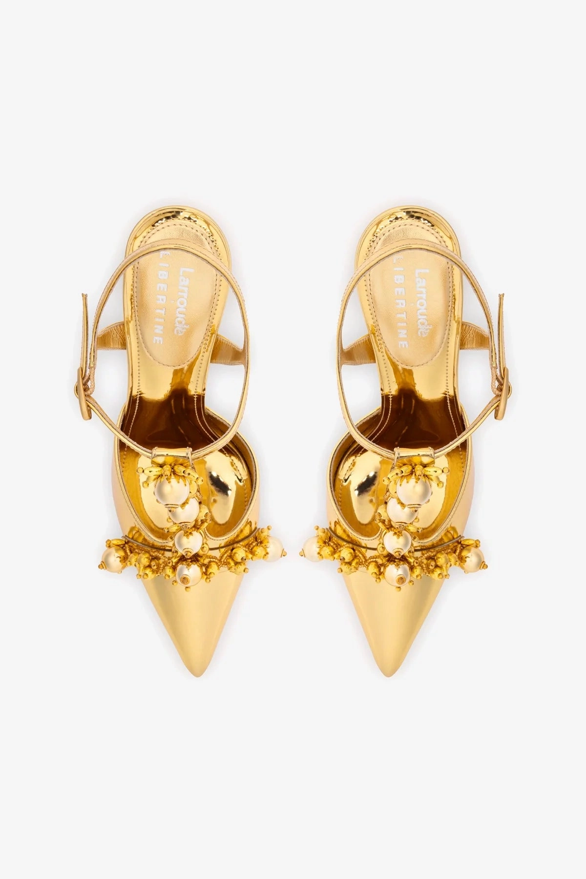 Larroudé x Libertine Pump In Gold Specchio and Golden Balls