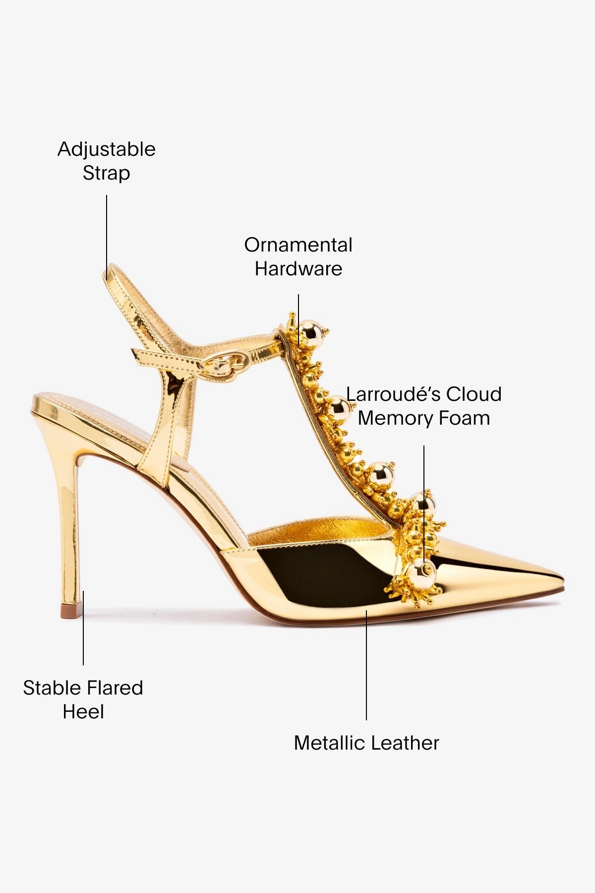 Larroudé x Libertine Pump In Gold Specchio and Golden Balls