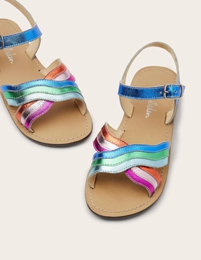 Leather Rainbow Sandals-Multi Metallic