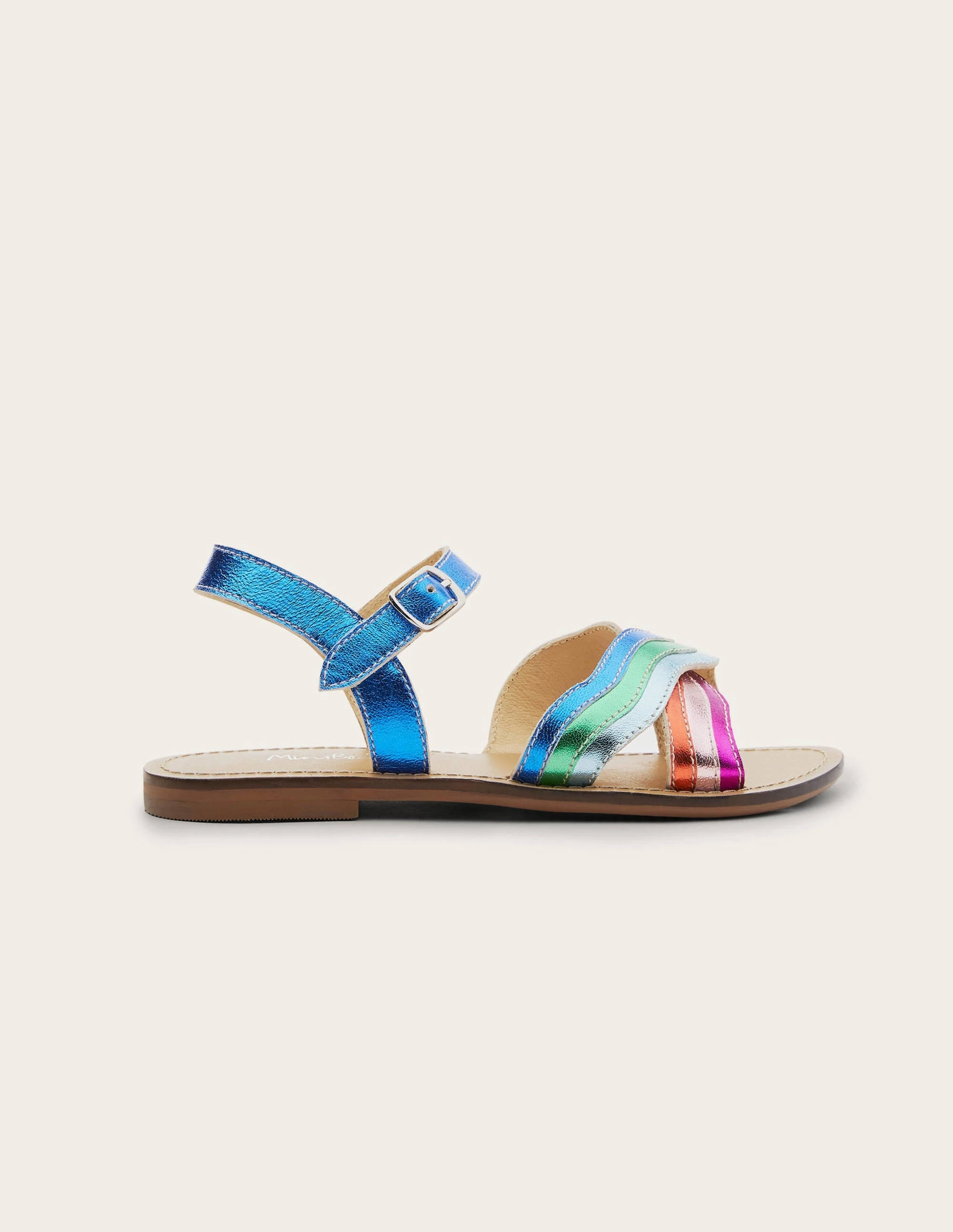 Leather Rainbow Sandals-Multi Metallic