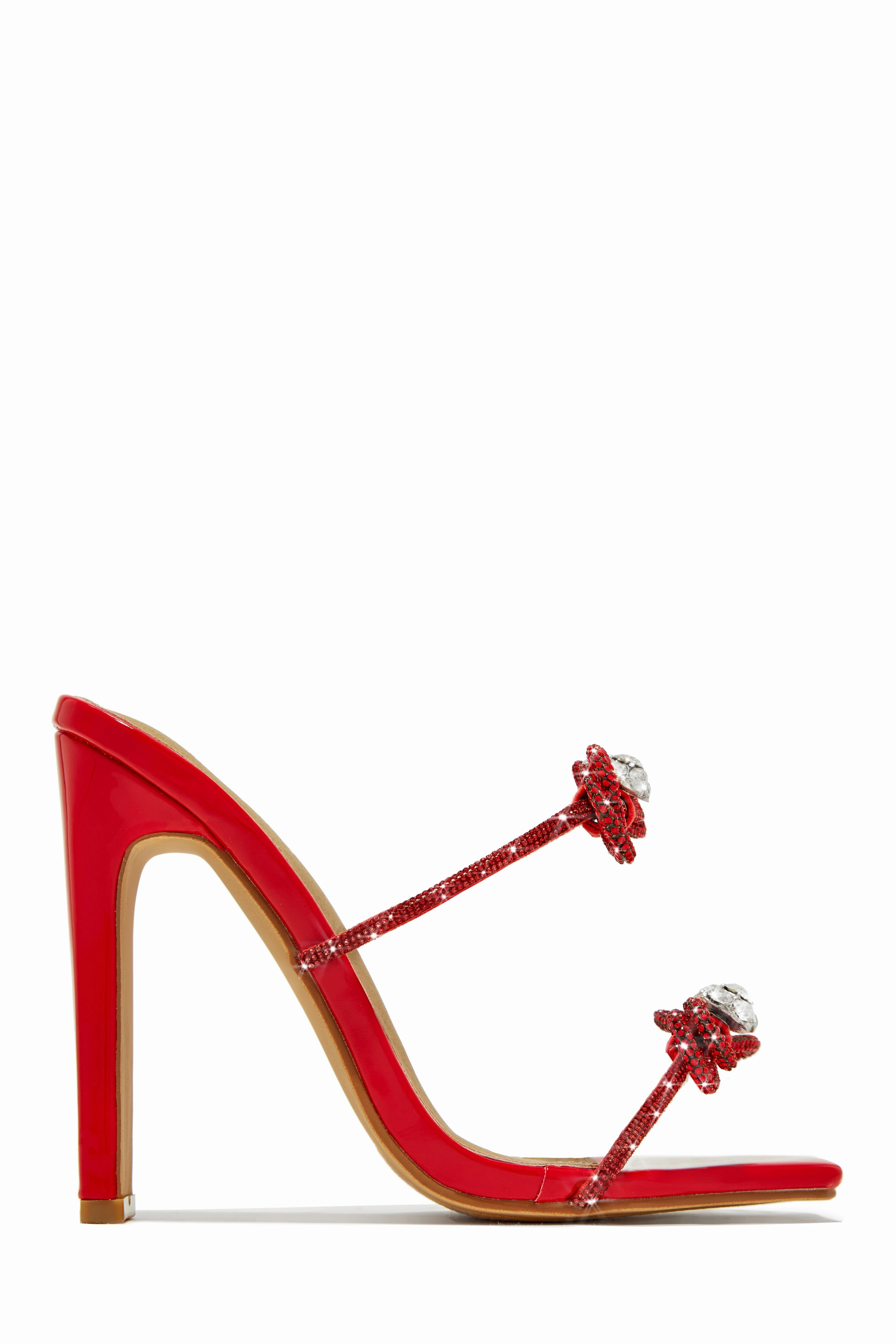 Life Is A Party Embellished High Heel Mules - Red