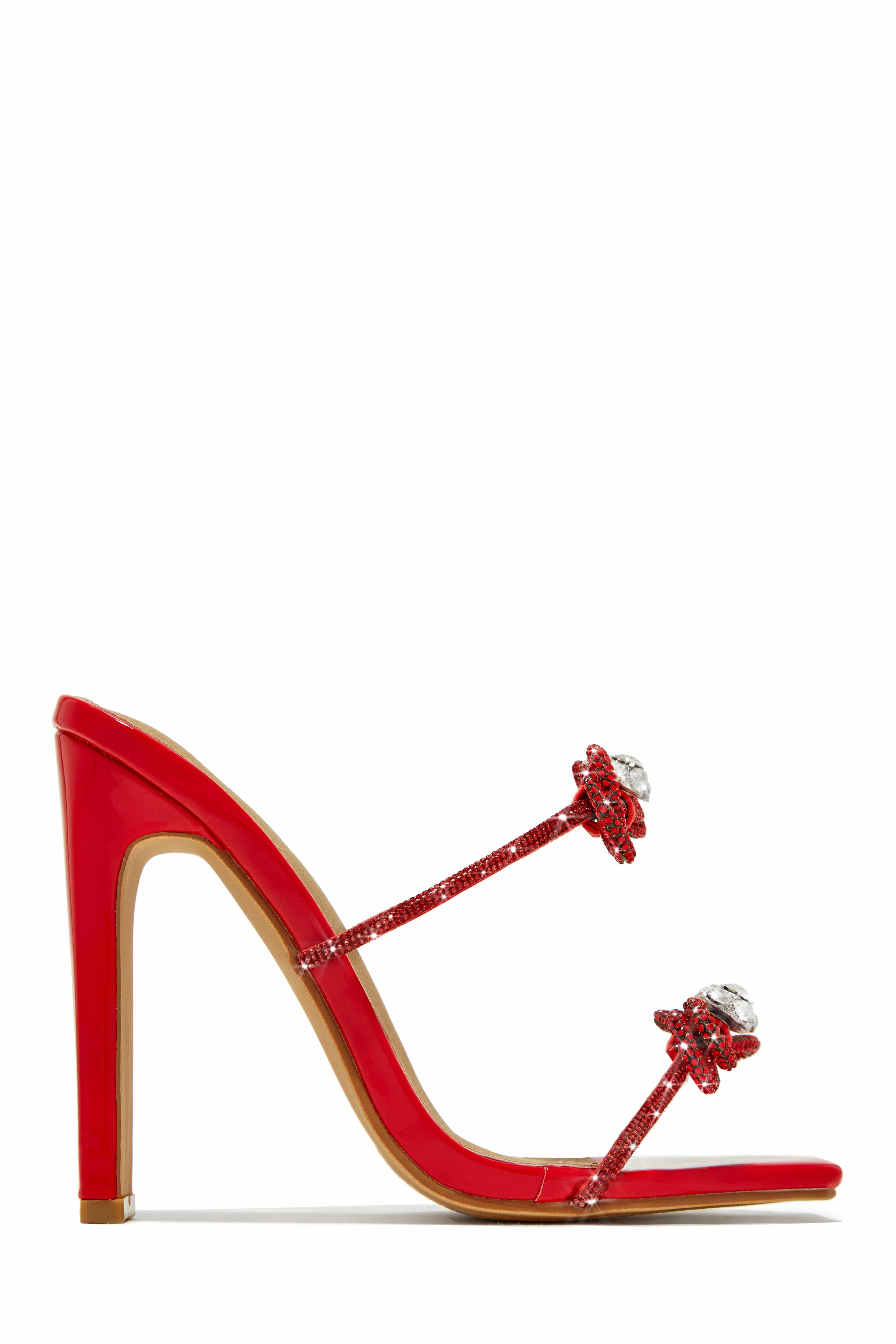 Life Is A Party Embellished High Heel Mules - Red
