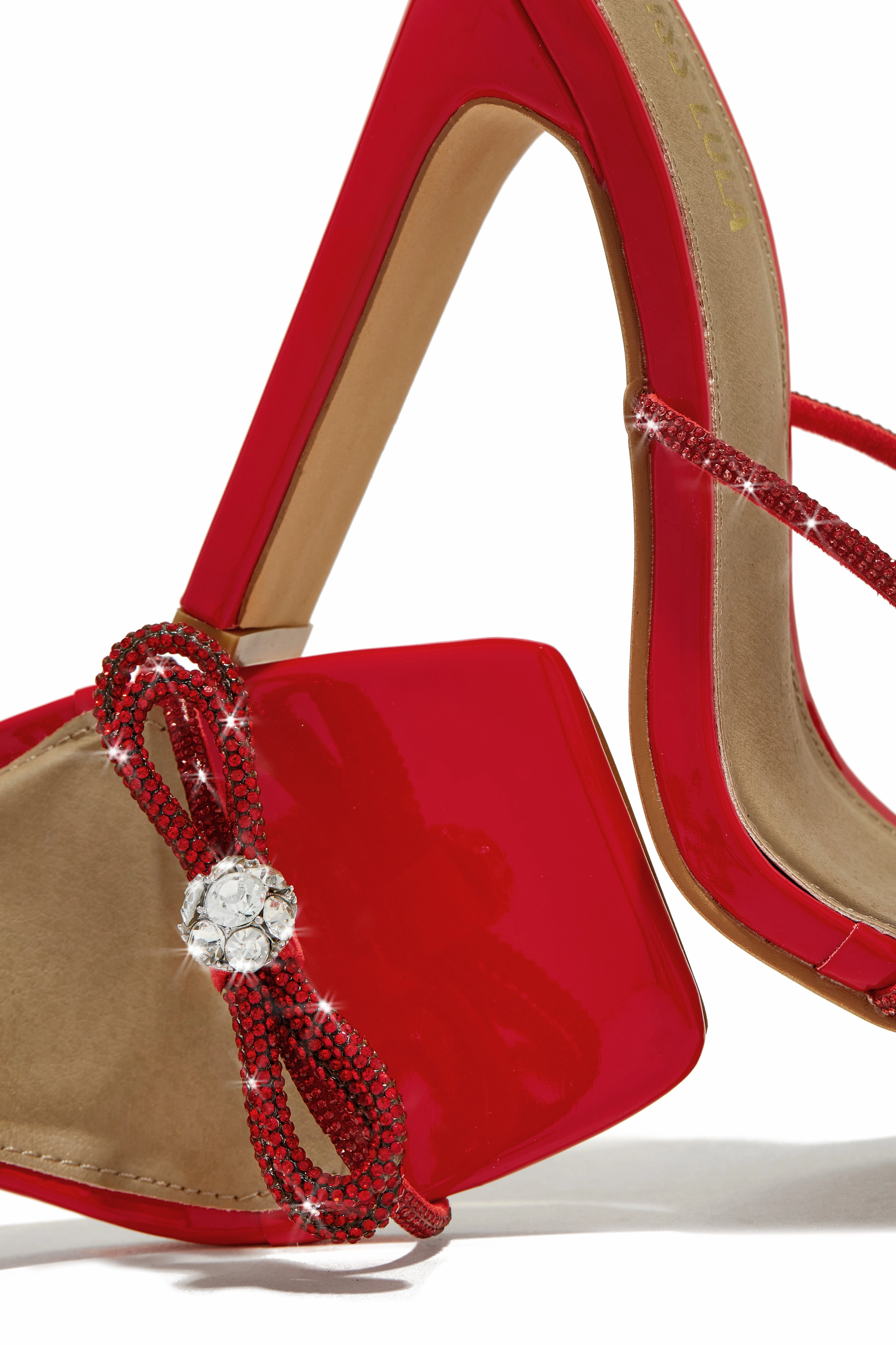Life Is A Party Embellished High Heel Mules - Red