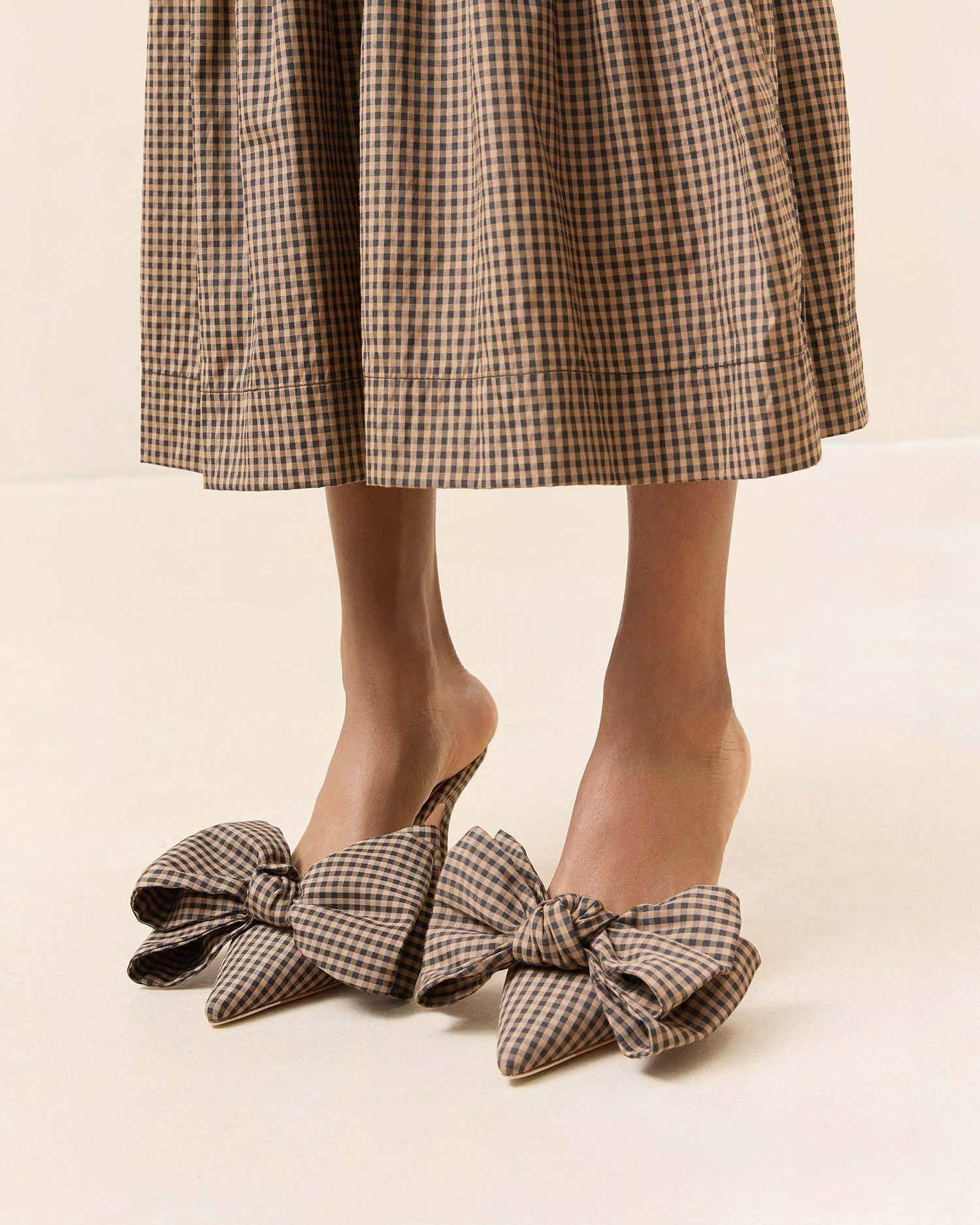Margot Brown/Black Check Bow Mule