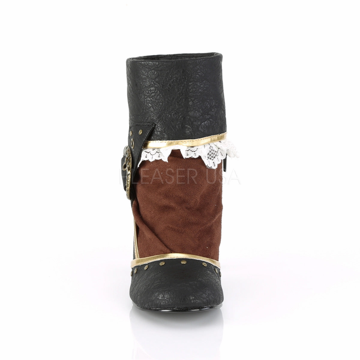 MATEY-115  Black Distressed Pu-Brown Microfiber