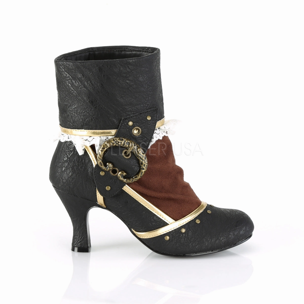 MATEY-115  Black Distressed Pu-Brown Microfiber