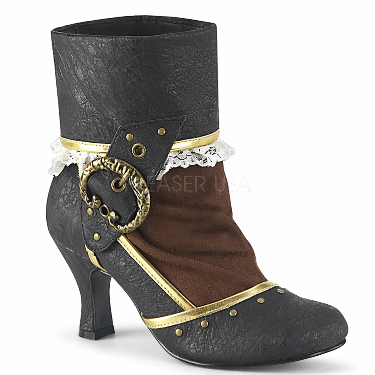 MATEY-115  Black Distressed Pu-Brown Microfiber