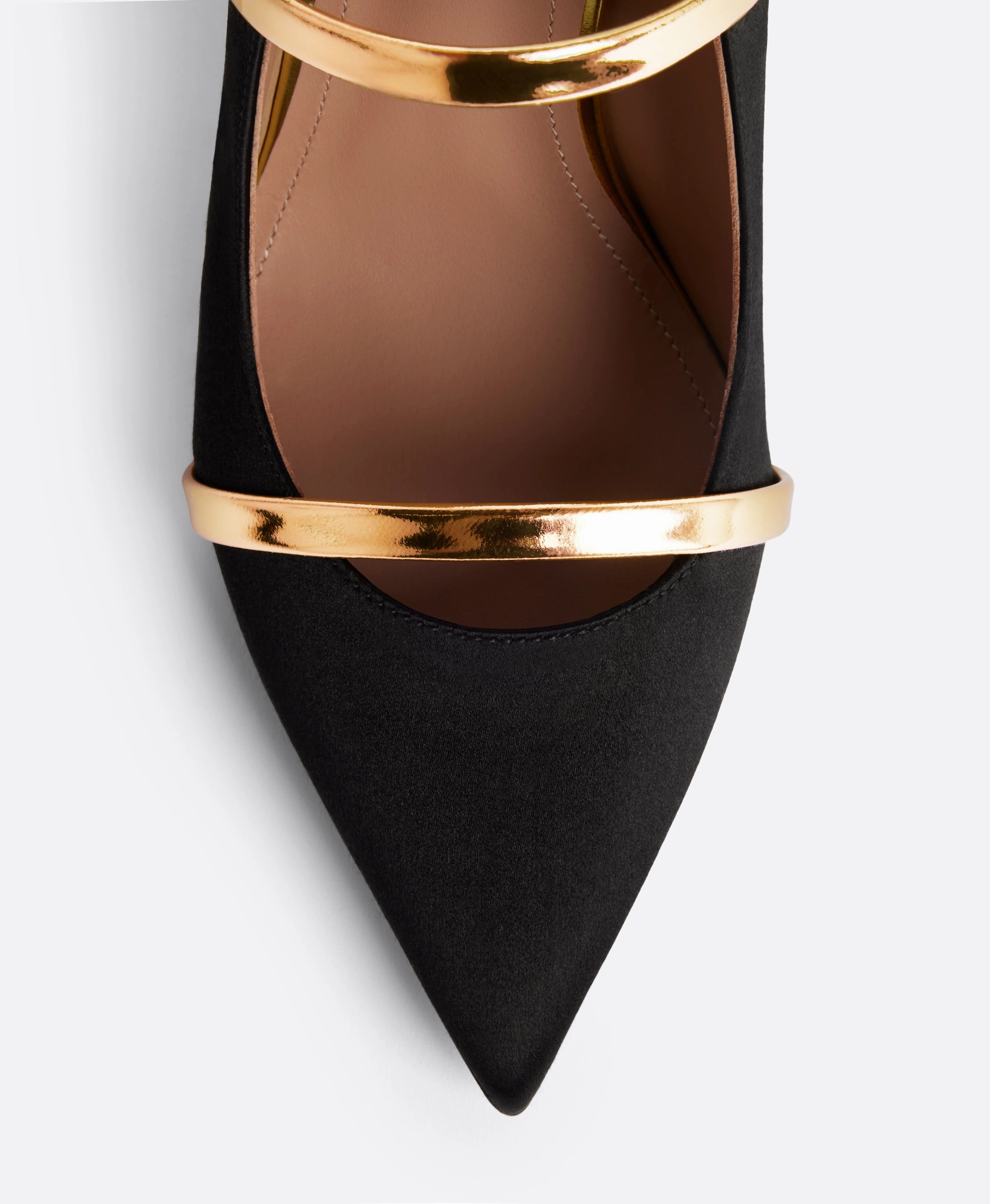 Maureen 100 Black & Gold Satin Mules