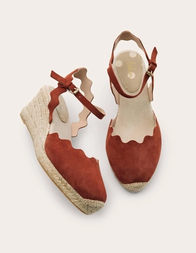 Nadine Espadrille Wedges-Copper Red