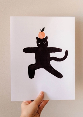 Orange Black Cat Art Print