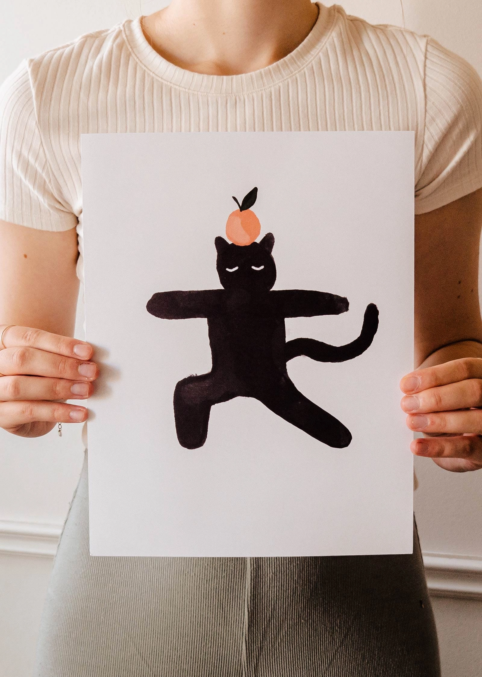 Orange Black Cat Art Print