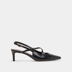 PAMLA MID WIDE HEELS MIDNIGHT CRINKLE PATENT - re:vita