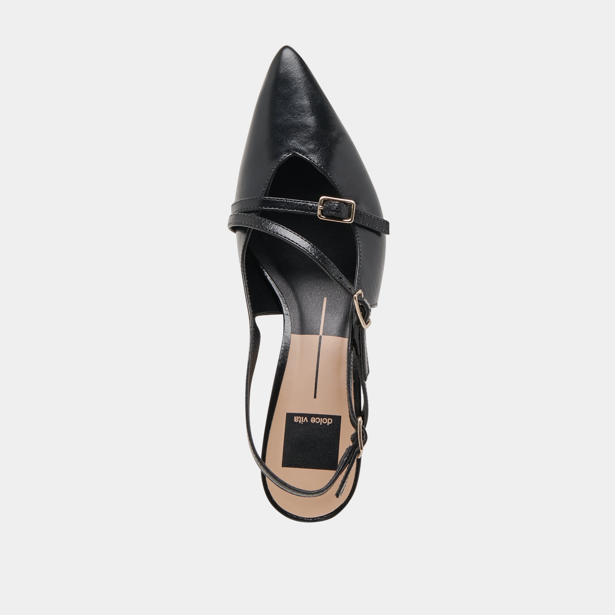 PAMLA MID WIDE HEELS MIDNIGHT CRINKLE PATENT - re:vita