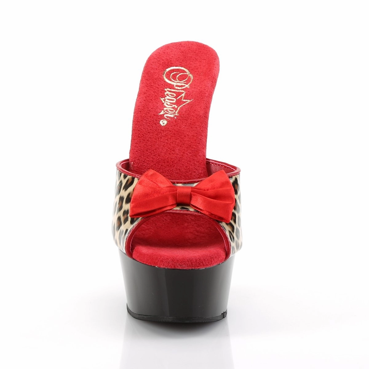 Pleaser Delight-601-6-Black/Red/Leopard-Size 12-Clearance