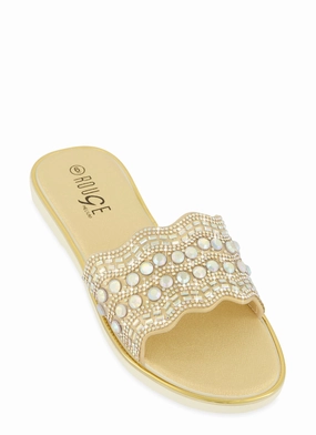 Rhinestone Band Slide Sandals