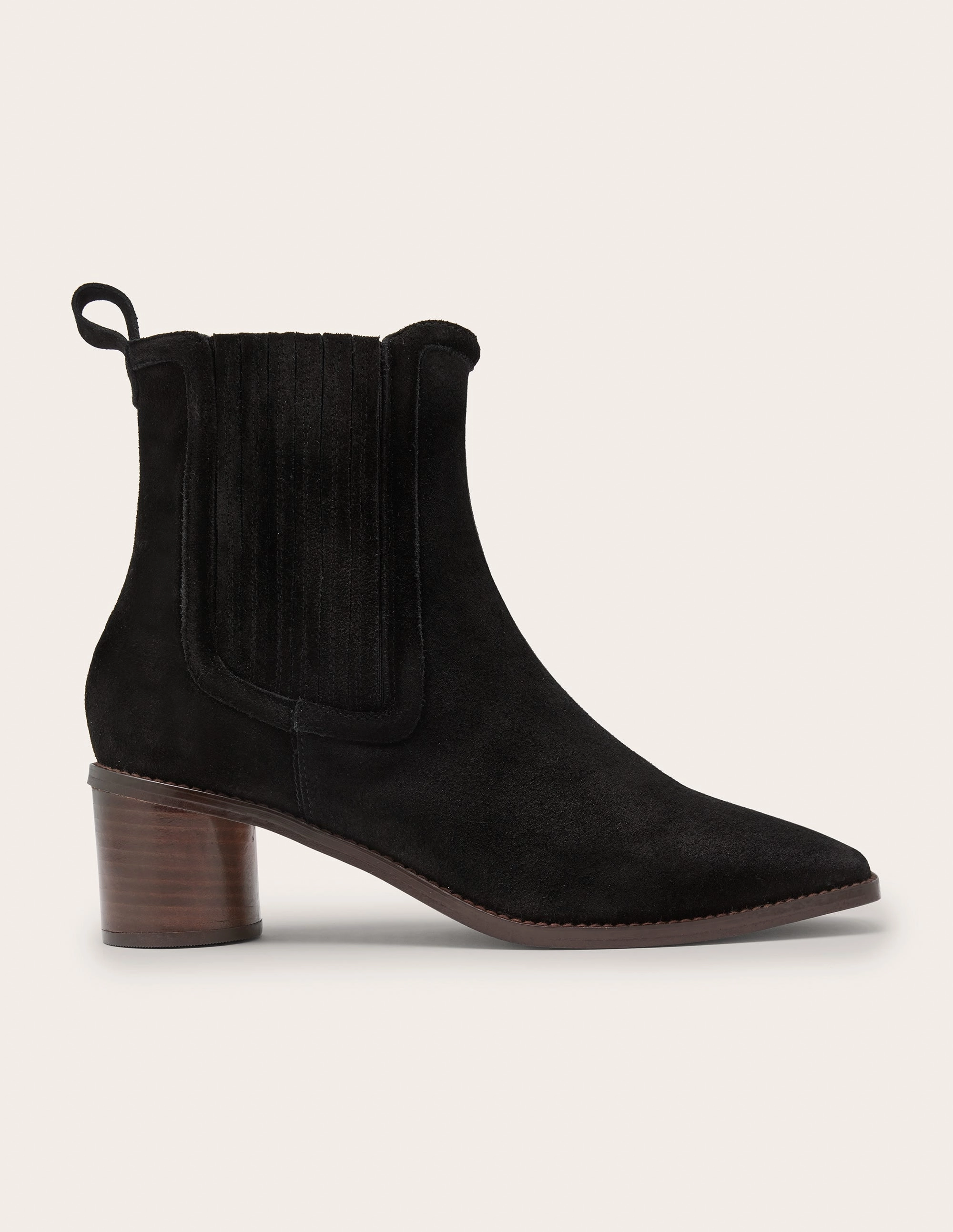 Round Heel Suede Chelsea Boots-Black
