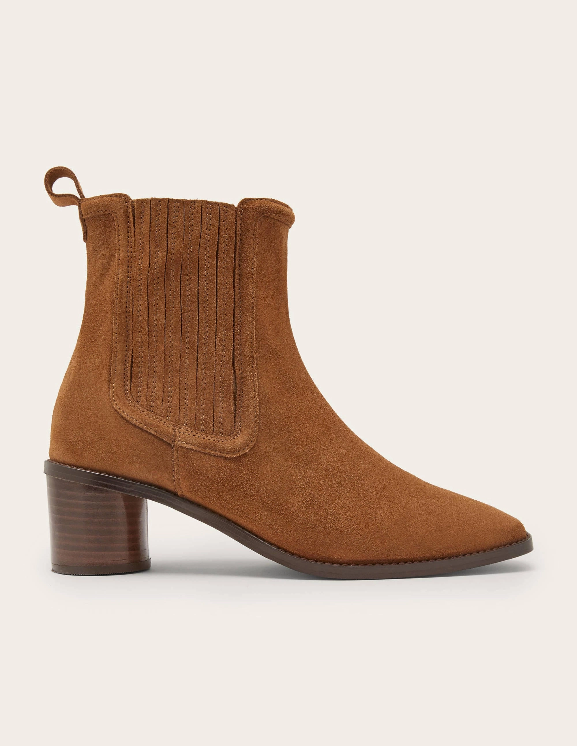 Round Heel Suede Chelsea Boots-Tobacco