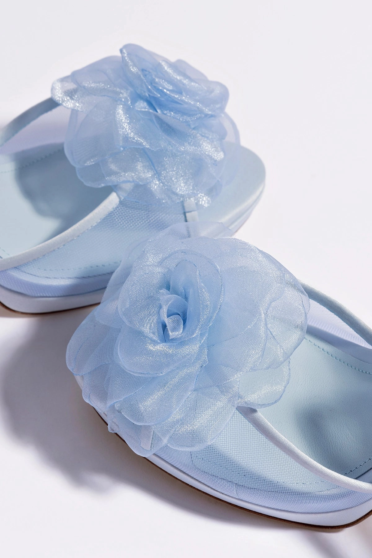 Salma Platform Sandal In Cerulean Blue Satin