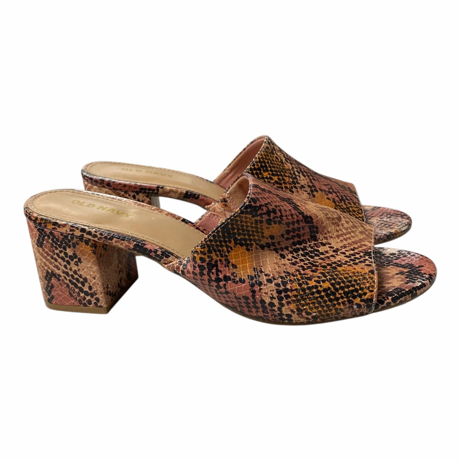 Sandals Heels Block By Old Navy In Orange & Pink, Size:7.5