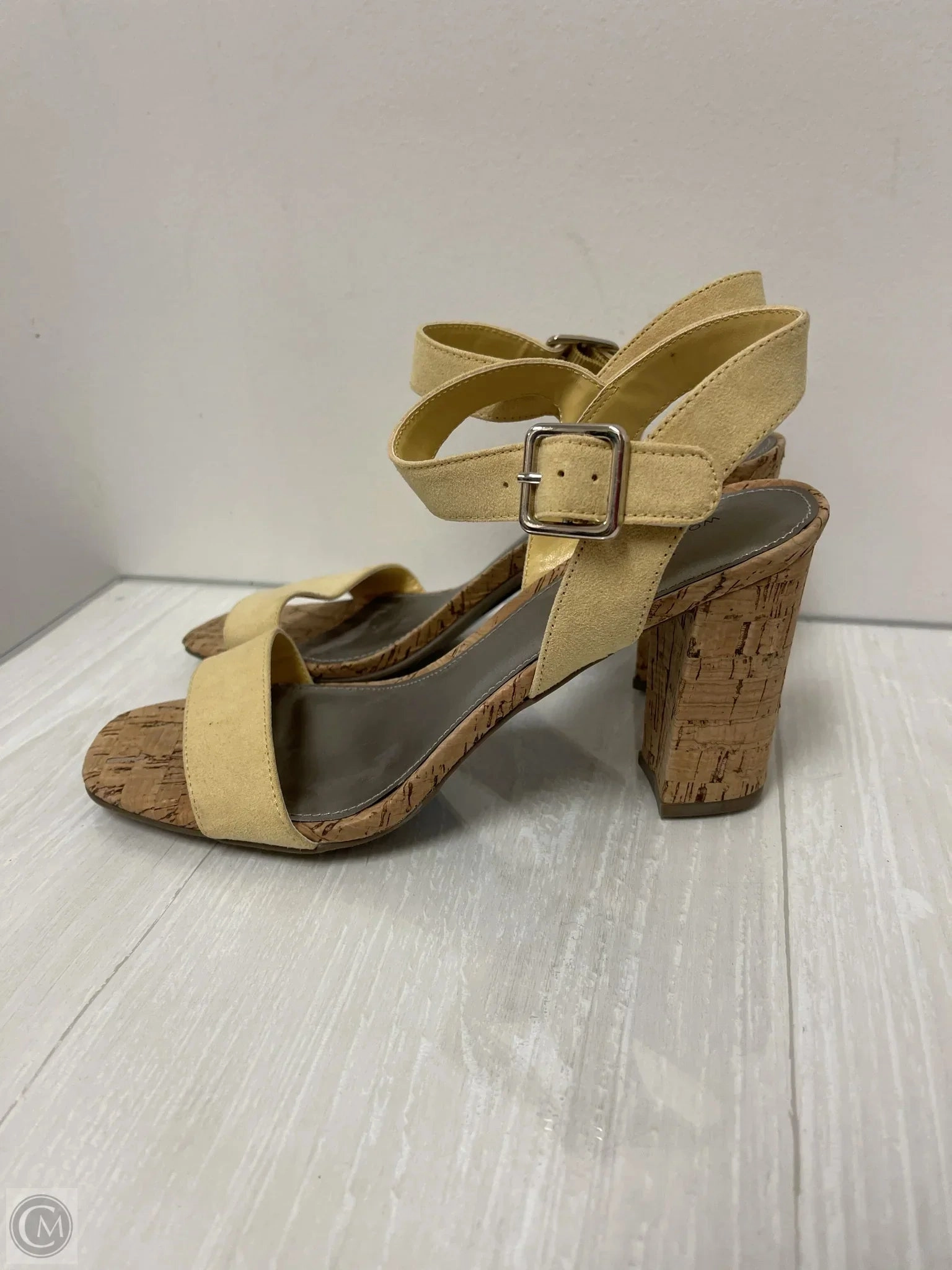 Sandals Heels Block By Worthington In Yellow, Size: 9