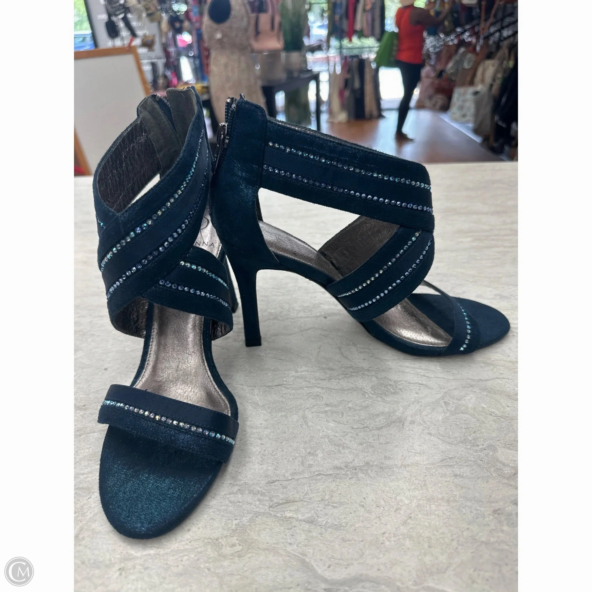 Sandals Heels Stiletto By Adrianna Papell In Blue, Size: 8.5