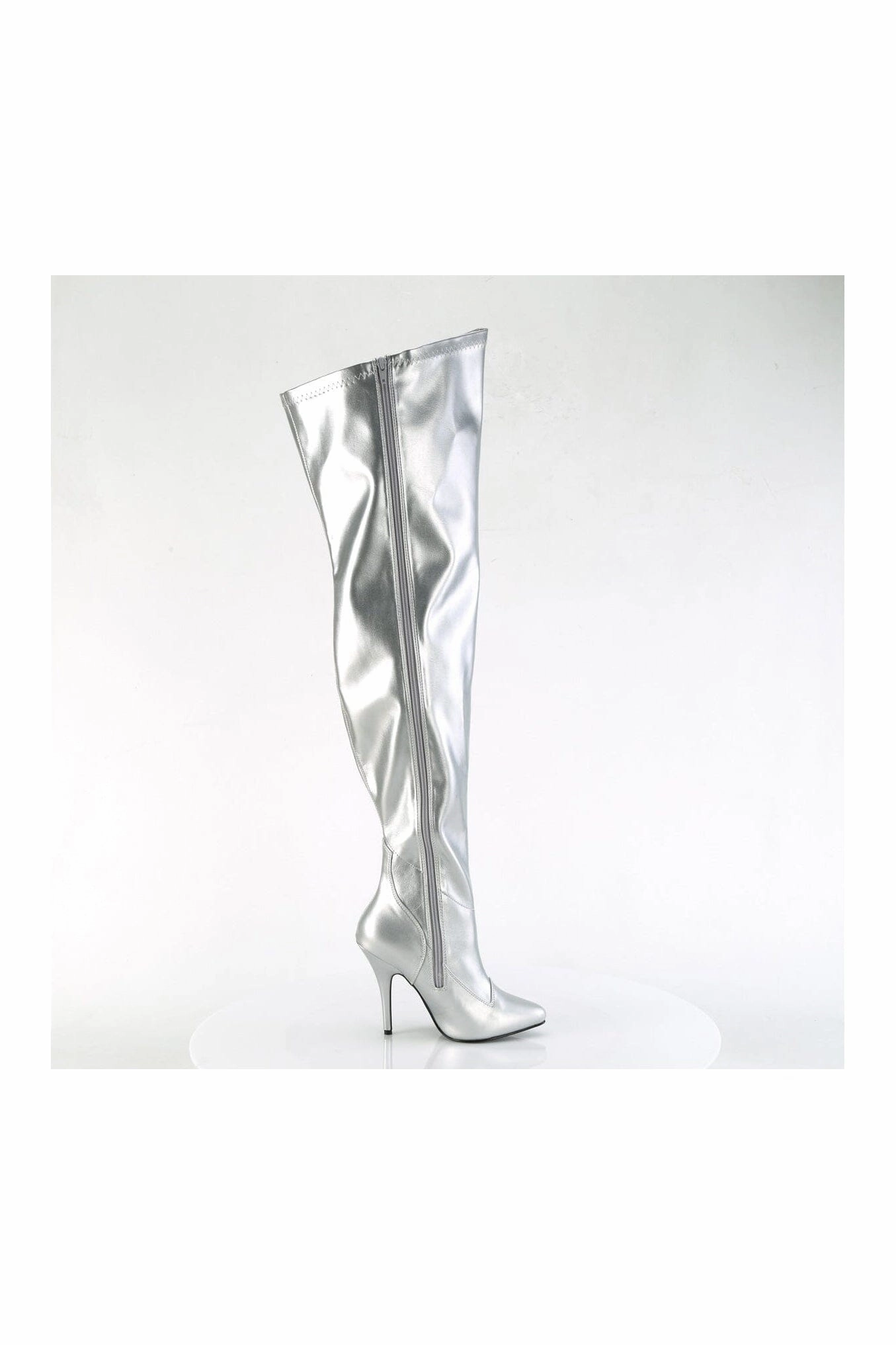 SEDUCE-3000WC Silver Patent Thigh Boot