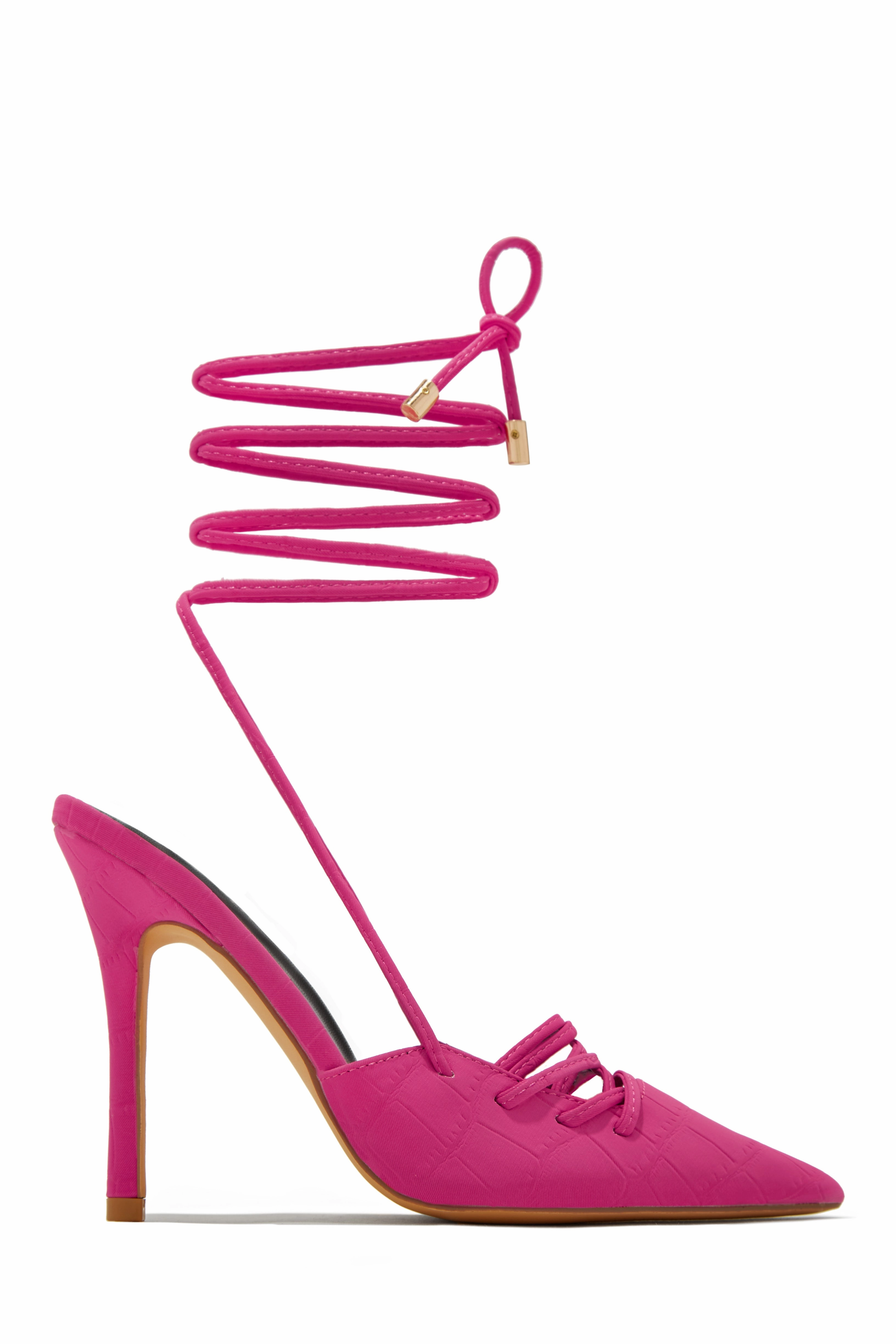 Simone Lace Up High Heel Pumps - Pink