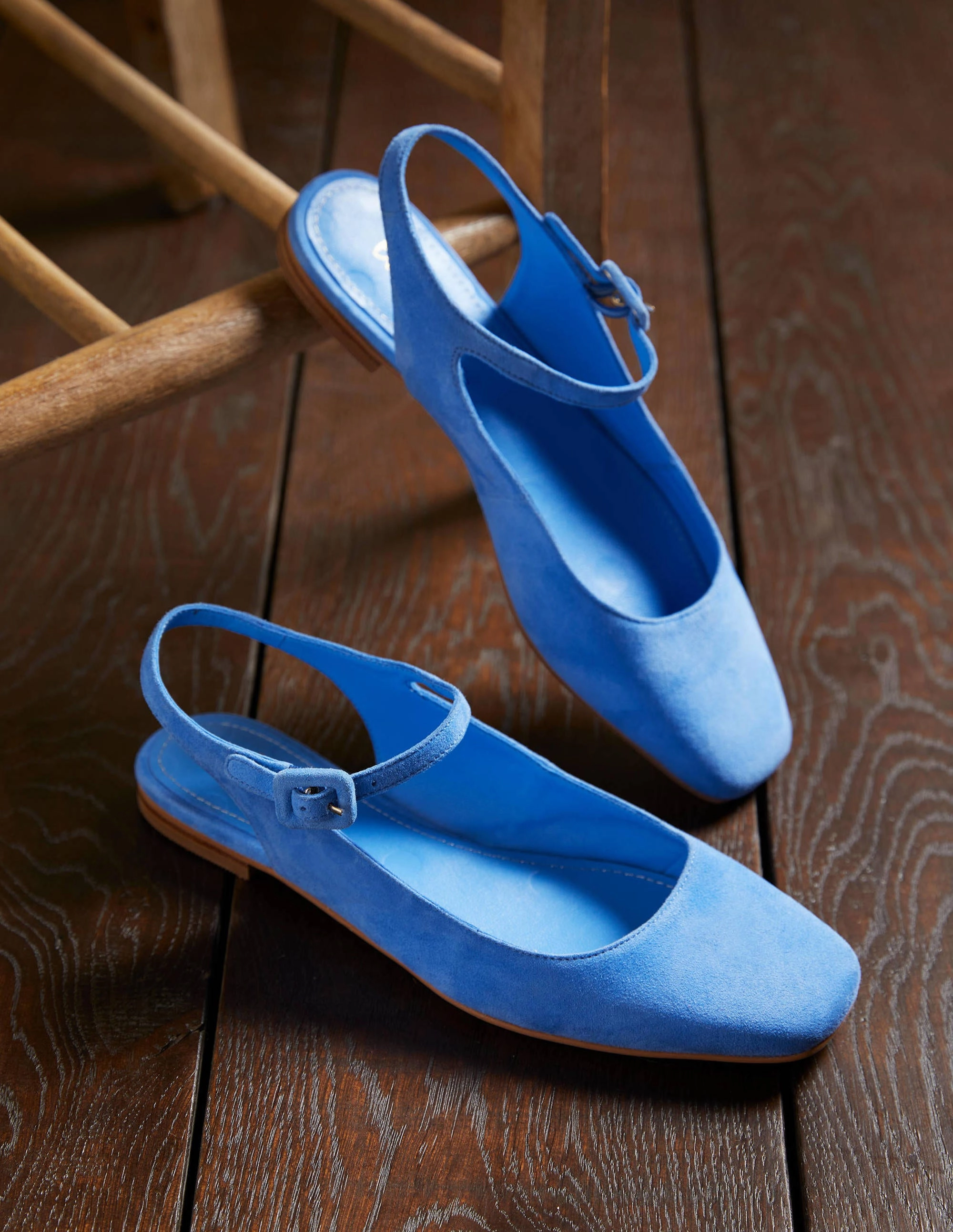 Square Toe Flat Slingbacks-Grape Hyacinth Suede