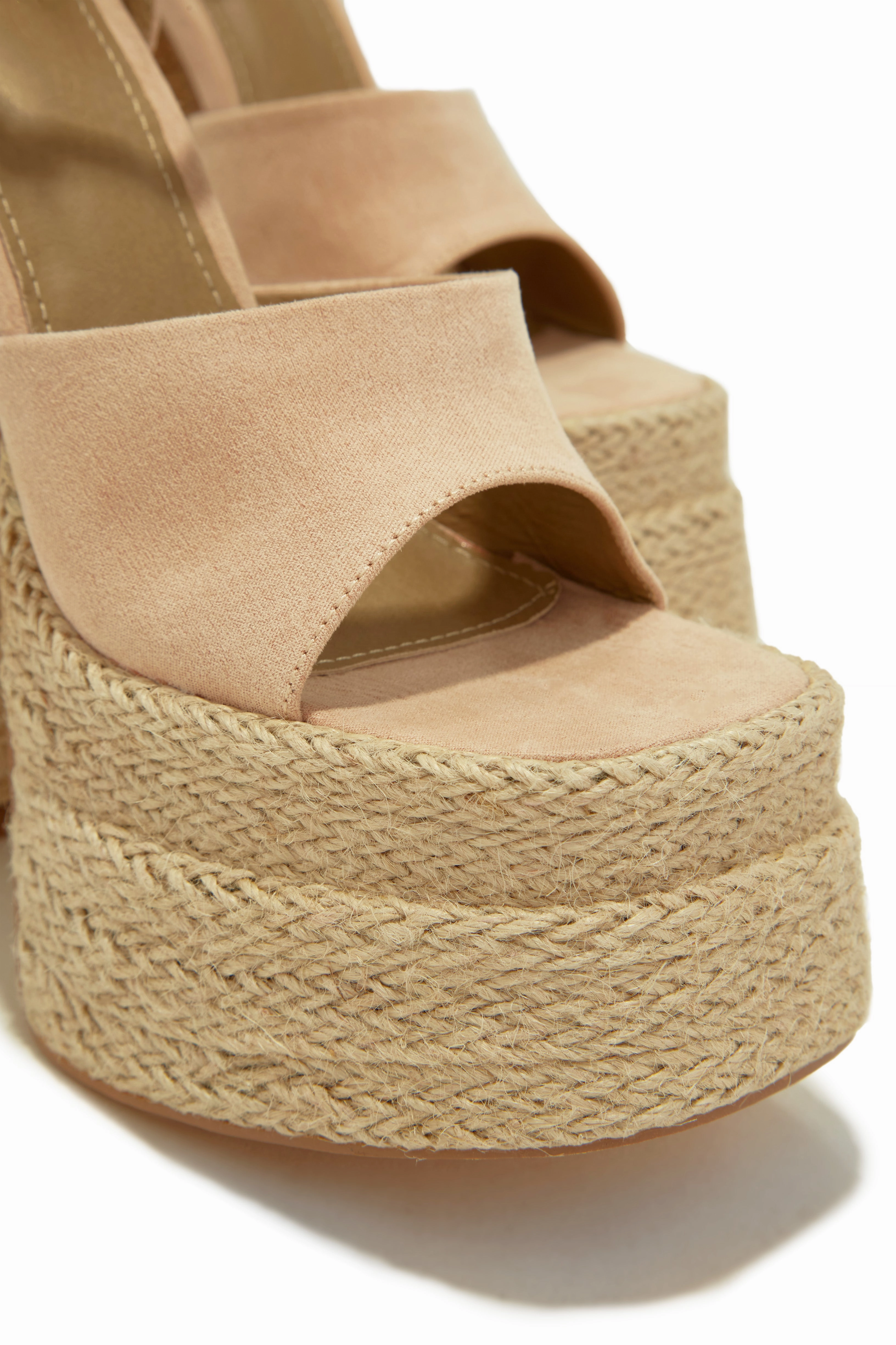 Sunset Margaritas Espadrille Platform Block High Heels - Nude