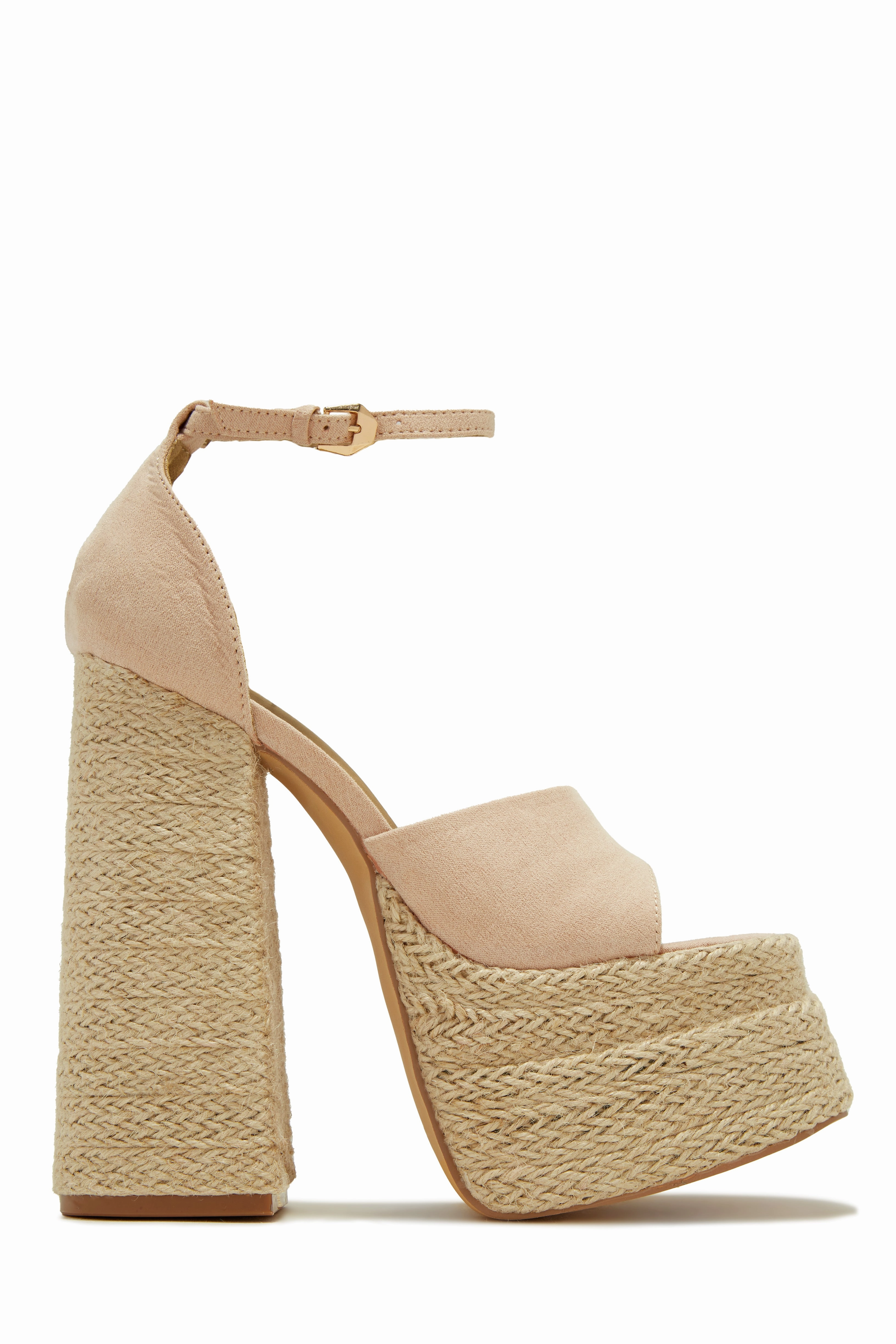 Sunset Margaritas Espadrille Platform Block High Heels - Nude