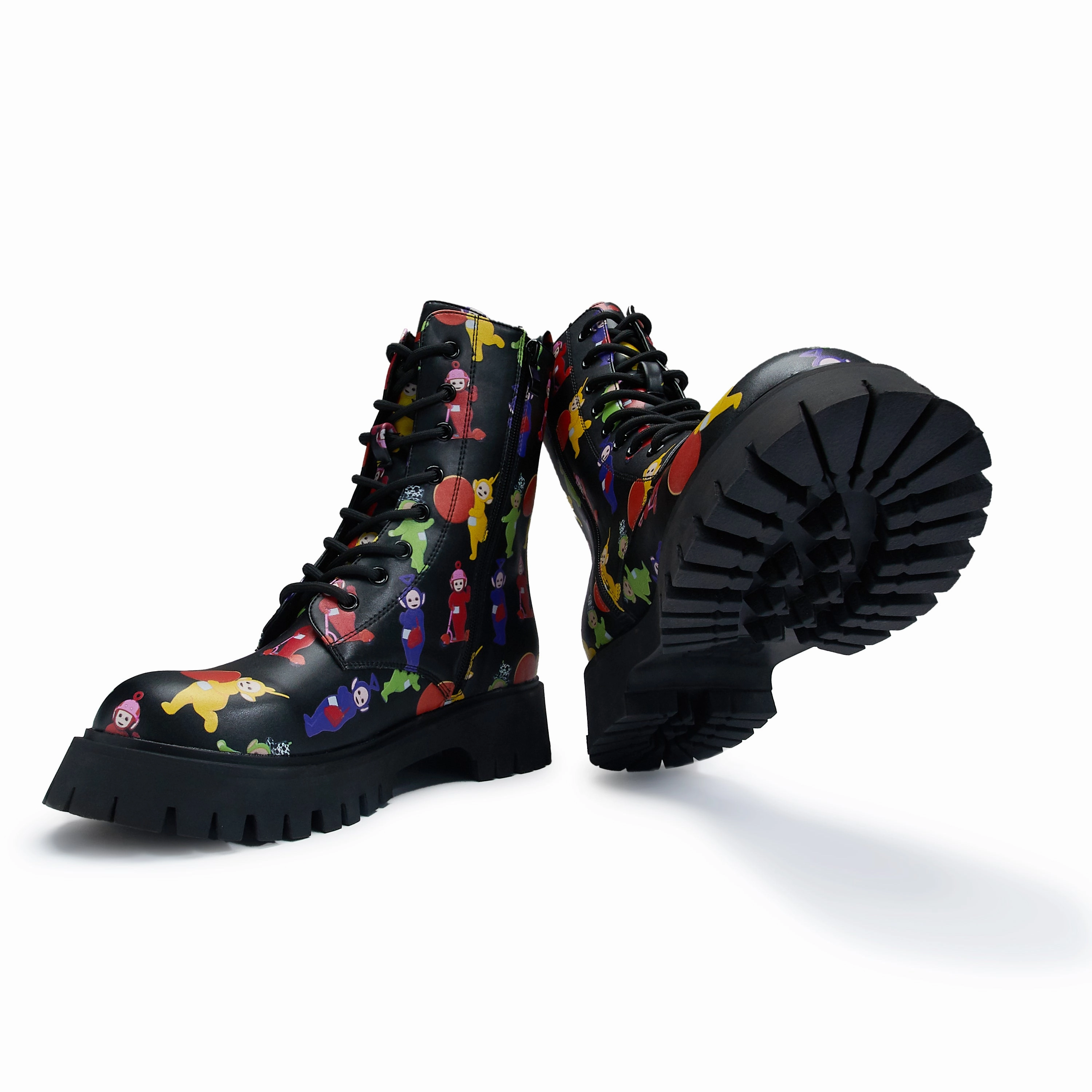 Teletubbies Superdrome Black Military Boots-Size 8-Clearance