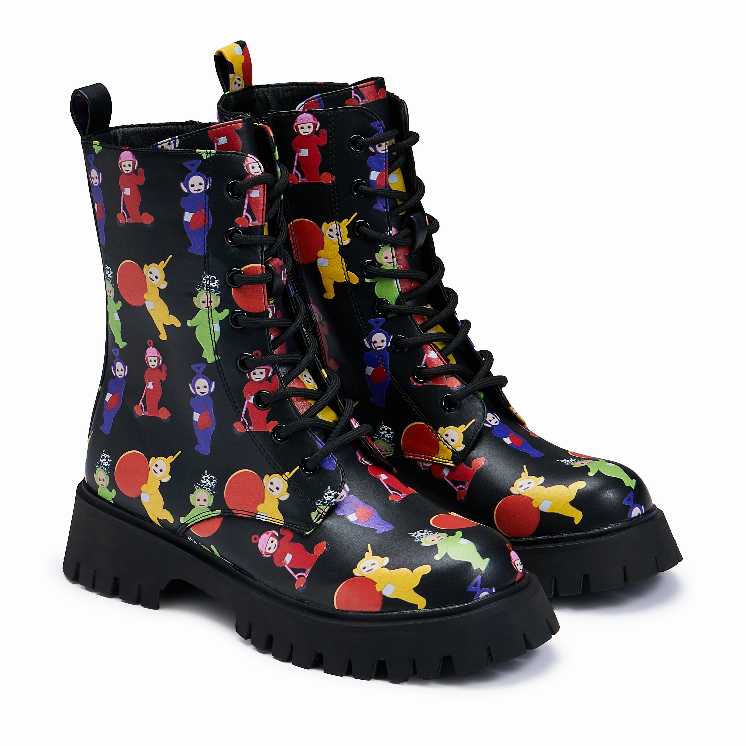 Teletubbies Superdrome Black Military Boots-Size 8-Clearance