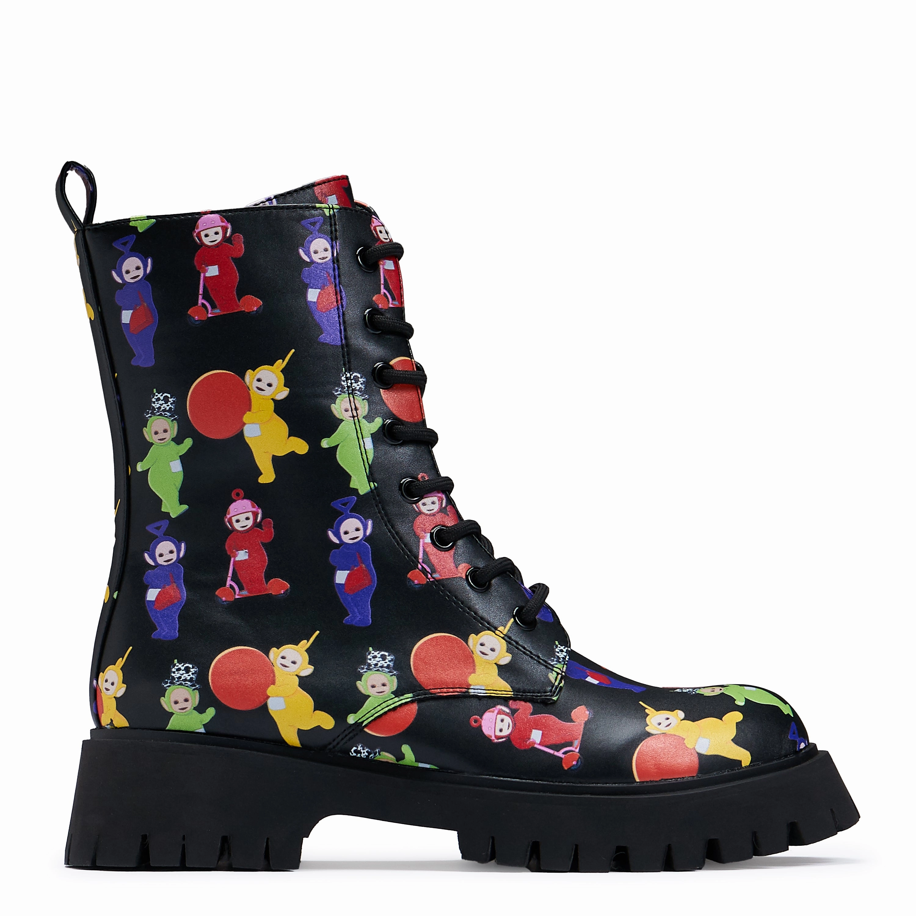 Teletubbies Superdrome Black Military Boots-Size 8-Clearance