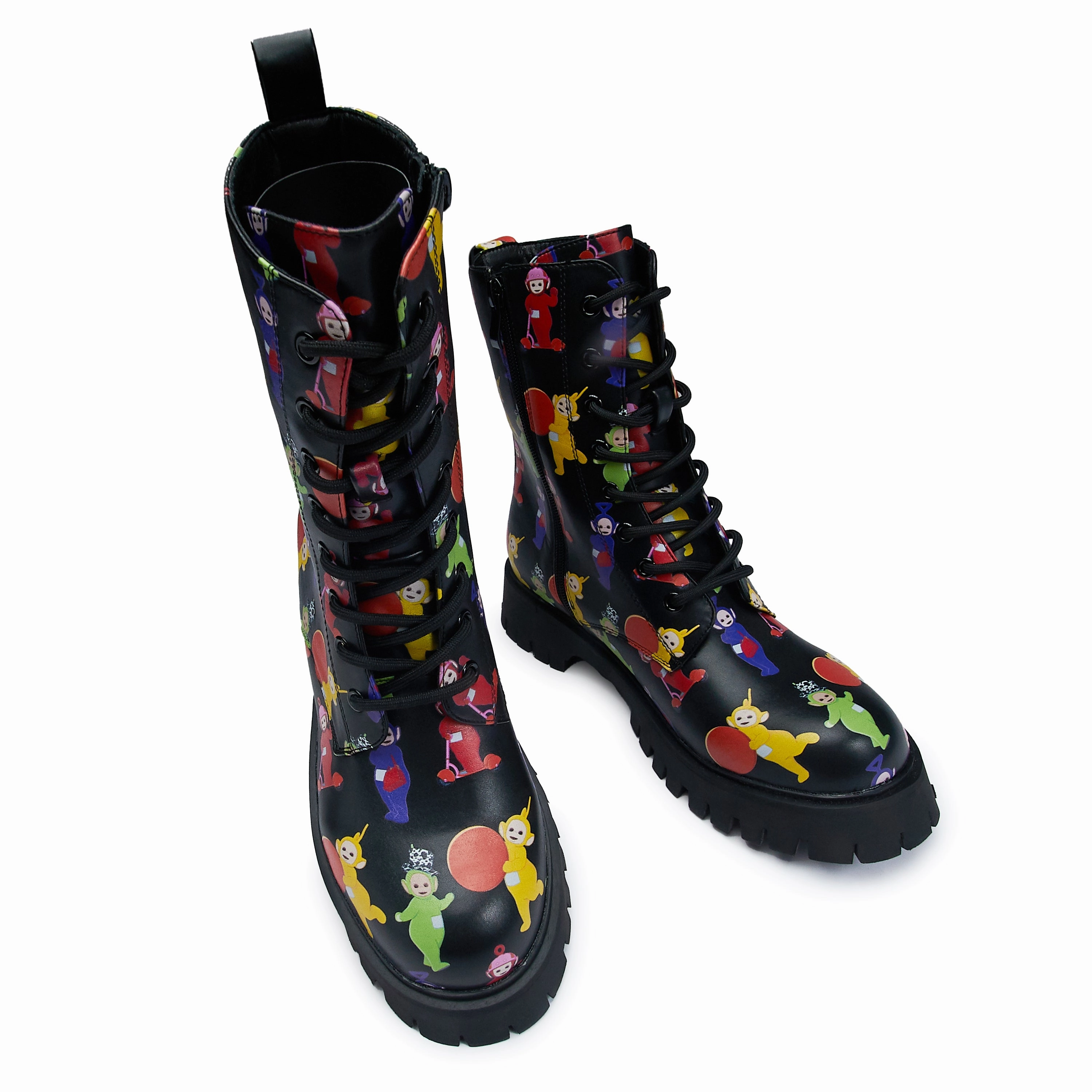 Teletubbies Superdrome Black Military Boots-Size 8-Clearance