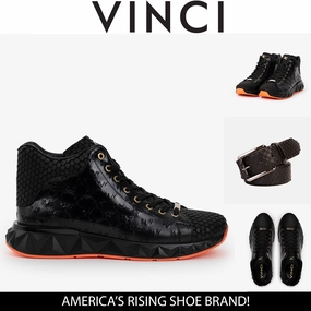 The Caesars Black Leather High-Top Men Sneaker